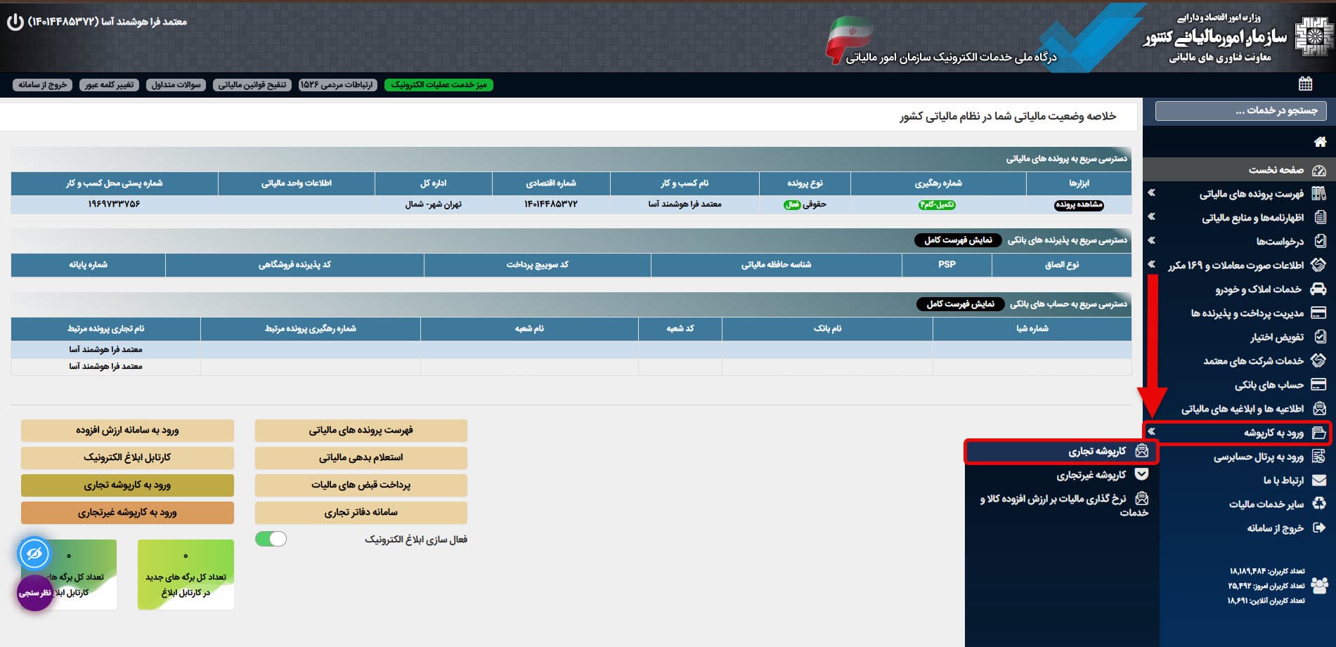ورود به کارپوشه تجاری